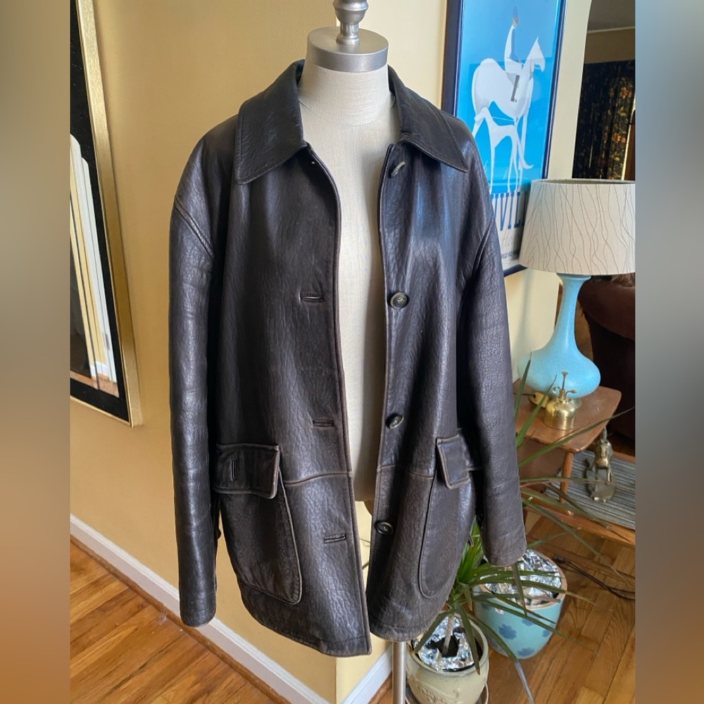 vintage 90’s brown distressed leather jacket
